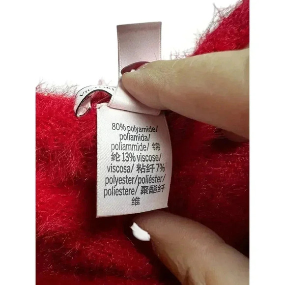 Victoria's Secret Fuzzy Sweater Red Pullover Top Rib Trim Long Sleeves Medium - Picture 4 of 9
